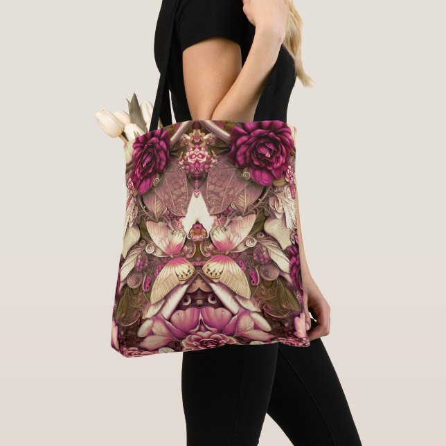 Tote Bag Papillons Et Roses De Collage Décoratifs (De près)