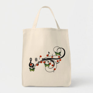 Tote Bag Papillons musicaux verts