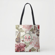 Papillons & Pivoines avec Teinte Vintage et Monogr