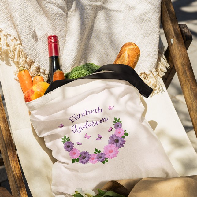 Tote Bag Papillons rose et pourpre (Créateur téléchargé)