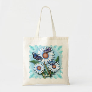 Tote Bag Pâquerettes bleues papillon