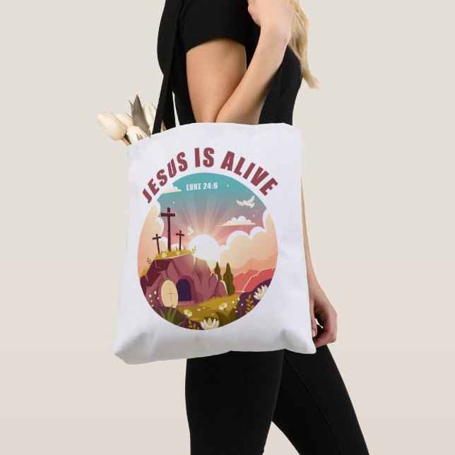 Tote Bag Pâques chrétiennes Pâques Jésus Tombe vide & Croix (De près)