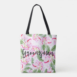 Tote Bag Paradis botanique tropical vert rose GROOMSMAN
