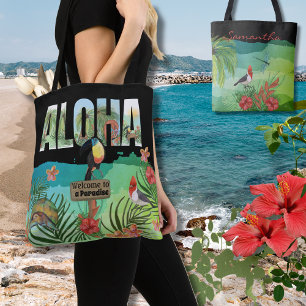 Tote Bag Paradis Tropical Aloha Personnalisé Double Côté
