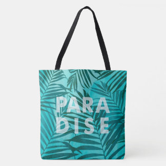 Tote Bag Paradise Palms hawaïens Tropical en Turquoise