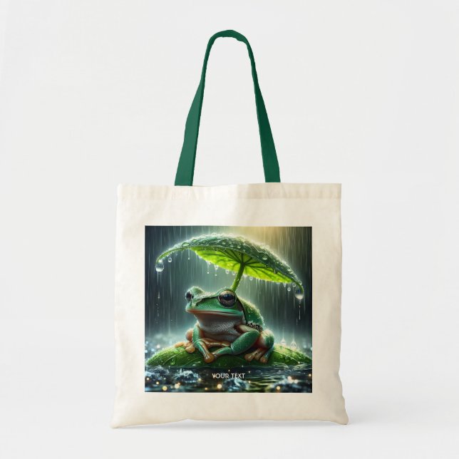 Tote Bag Parapluie de feuille de grenouille mignonne Imagin (Devant)