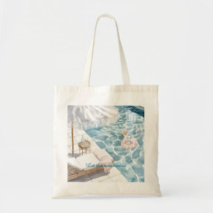 Tote Bag Parasol de Piscine Flamingo Rose Flotteur Balle