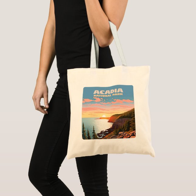Tote Bag Parc national de l'Acadie Côte du Maine Rétro (Devant (produit))