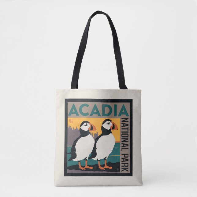 Tote Bag Parc national de l'Acadie, Maine | Puffins (Devant)