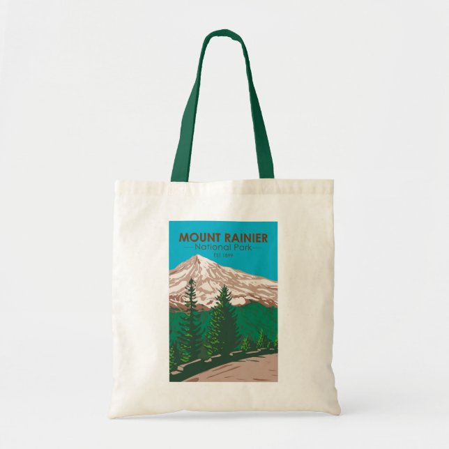 Tote Bag Parc national du Mont Rainier Washington Vintage (Devant)