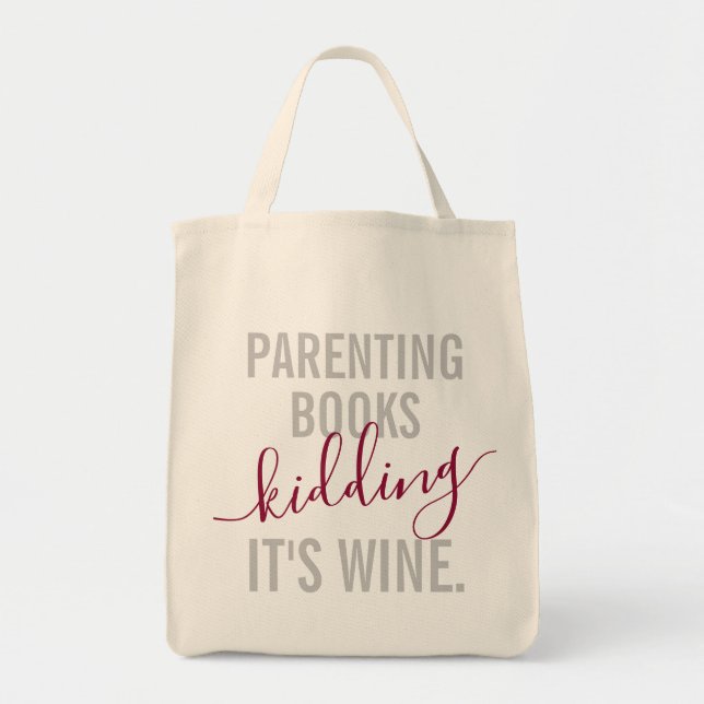 Tote Bag Parentalité amusante contre citation de vin Épicer (Devant)