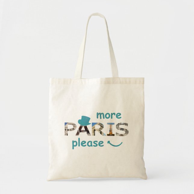 Tote Bag Paris Attractions Plus Paris S'il vous plaît Parti (Devant)