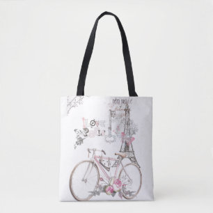 Tote Bag Paris dans le cru rose
