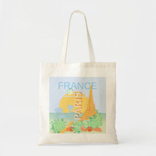 Tote Bag Paris, France, Art du voyage, Preppy, Pastel, Bleu