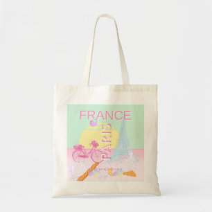 Tote Bag Paris, France, Art du voyage, Preppy, Pastel, Vert