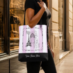 Tote Bag Paris romantique France Rose personnalisé