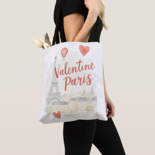 Tote Bag Paris Saint-Valentin Aquarelle – Tour Eiffel Amour