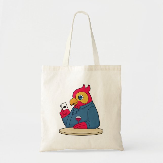 Tote Bag Parrot au Poker avec cartes de Poker (Devant)