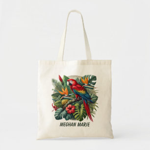 Tote Bag Parrot Tropical mignon ajouter le nom