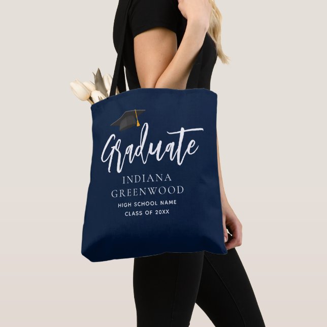 Tote Bag Parti de graduation moderne 2024 Marine Blue Keeps (De près)