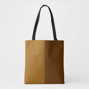 Tote Bag Partie Brown foncé clair demi-côtés