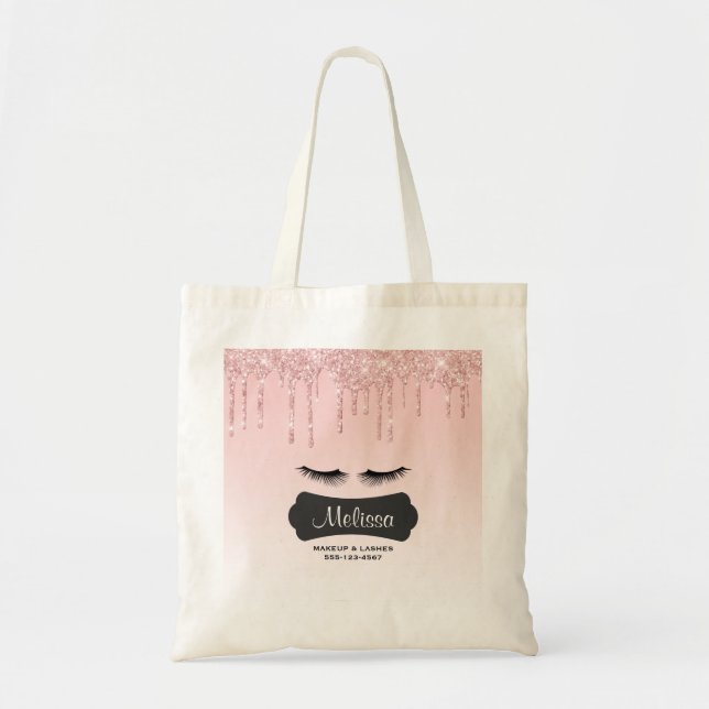 Tote Bag Parties scintillant à séchage rose moderne & Eyela (Devant)