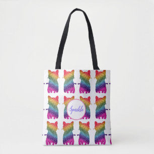 Tote Bag Parties scintillant arc-en-ciel Chats Motif amusan