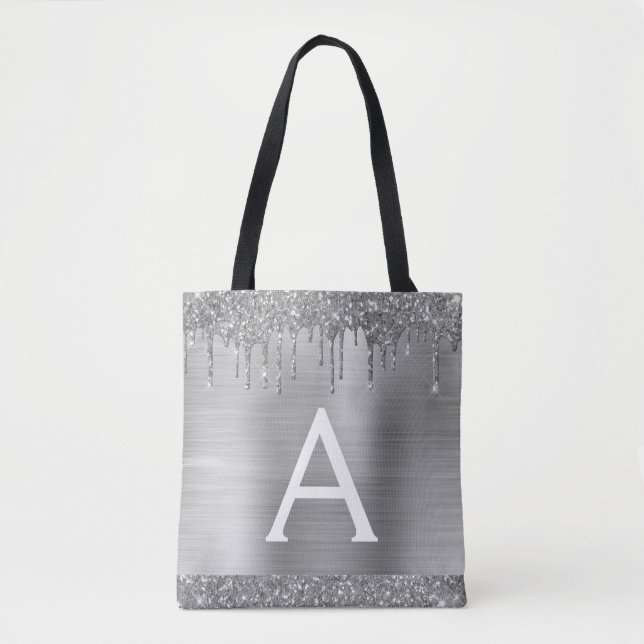 Tote Bag Parties scintillant argent de luxe étincelant Élég (Devant)