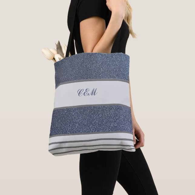 Tote Bag Parties scintillant bleue en acier Monogramme