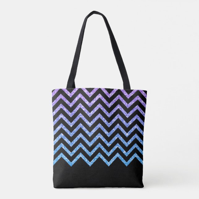 Tote Bag Parties scintillant Bleue Violet Et Noir Moderne C (Dos)