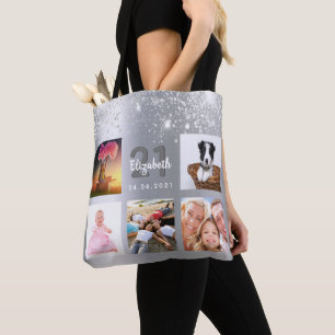 Tote Bag Parties scintillant d'argent d'anniversaire photo 