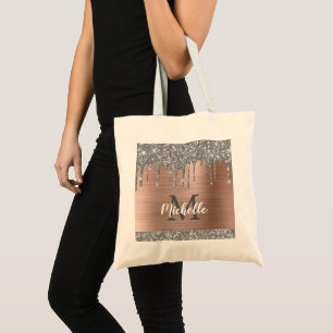 Tote Bag Parties scintillant d'argent Rose Monogramme métal