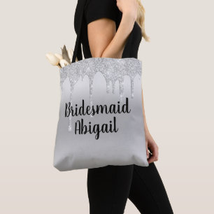 Tote Bag Parties scintillant de séchage Silver Bridesmaid c