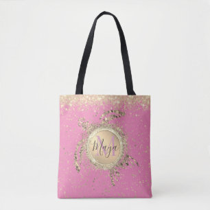 Tote Bag Parties scintillant de tortue d'or personnalisée s