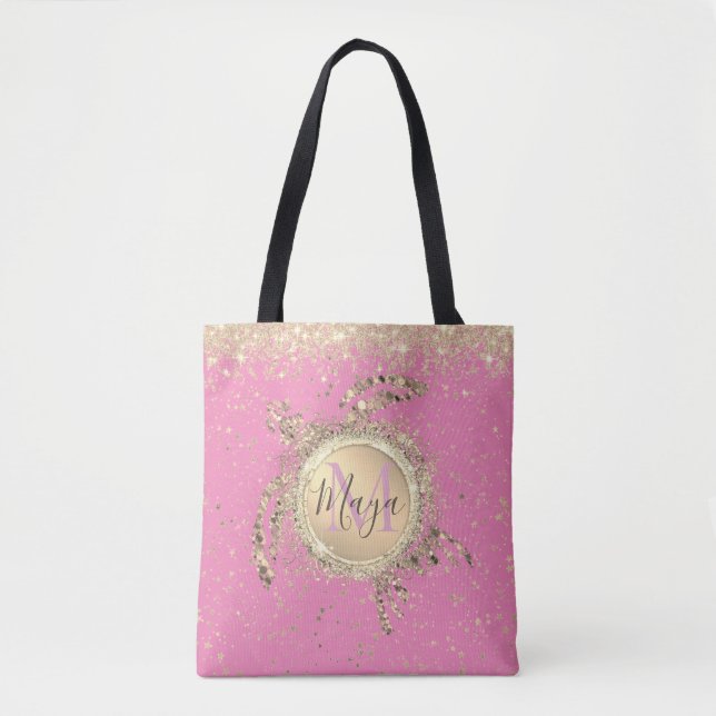 Tote Bag Parties scintillant de tortue d'or personnalisée s (Devant)