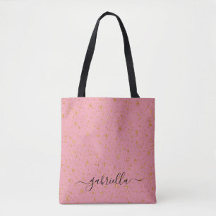Tote Bag Parties scintillant d'étincelle rose or Nom du mon