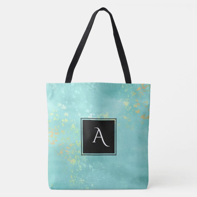 Tote Bag *~* Parties scintillant d'or bleu turquoise bleu c (Devant)