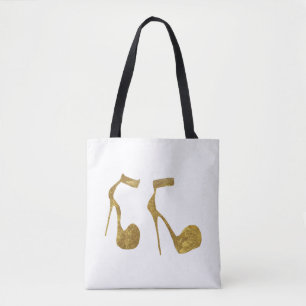 Tote Bag Parties scintillant d'or Chaussures à talon élevé