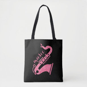 Tote Bag Parties scintillant d'or moderne Saxophone Musique