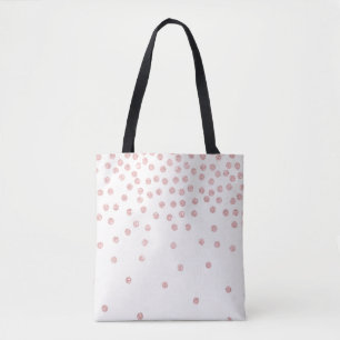 Tote Bag parties scintillant d'or rose girly confetti pois