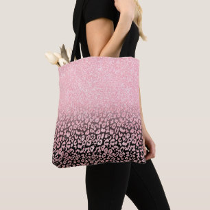 Tote Bag Parties scintillant d'or Rose noir tendance Leopar