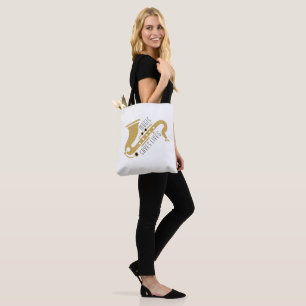 Tote Bag Parties scintillant d'or Saxophon illustration Tex