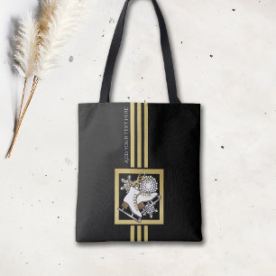 Tote Bag Parties scintillant en or noir moderne personnalis