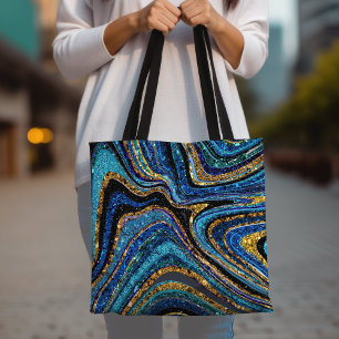 Tote Bag Parties scintillant en verre étincelante marbre bl