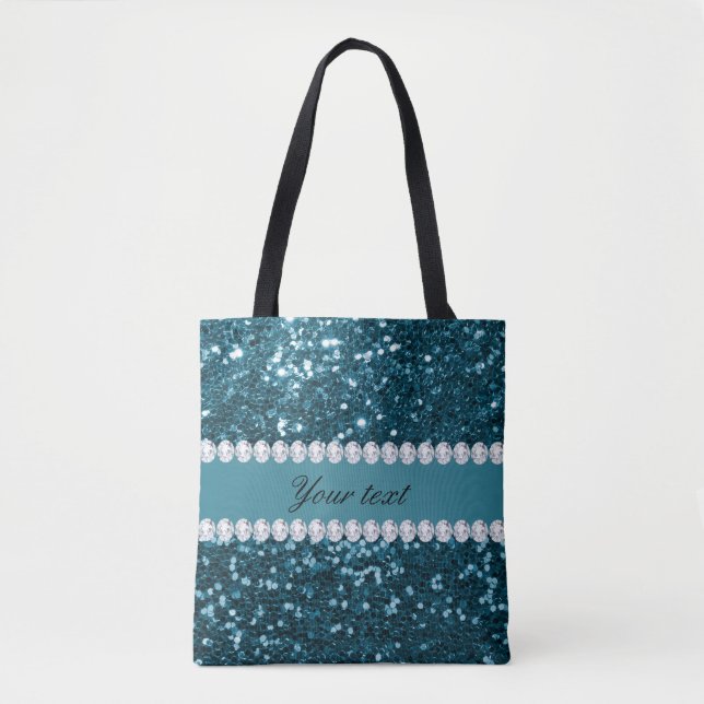 Tote Bag Parties scintillant et diamants de Dark Turquoise  (Devant)