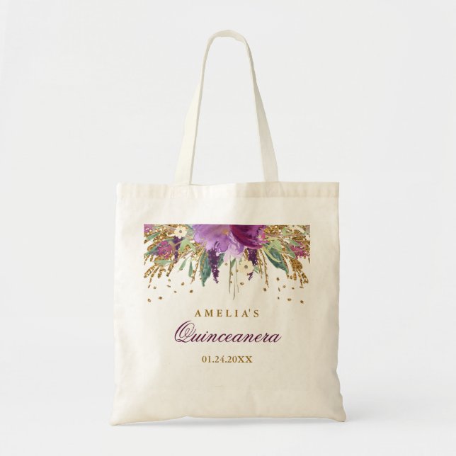 Tote Bag Parties scintillant étincelante Améthyste Quincean (Devant)
