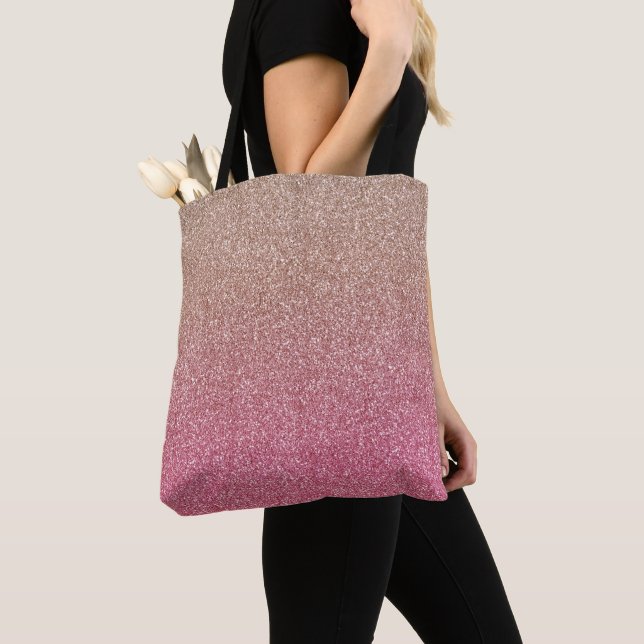 Tote Bag Parties scintillant Faux Rose Bronze (De près)