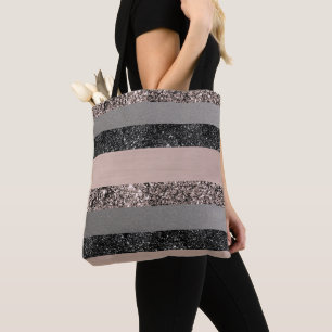 Tote Bag Parties scintillant floue Glam Stripes #1