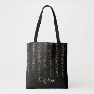 Tote Bag Parties scintillant Gold moderne avec nom personne