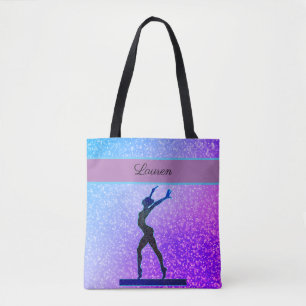 Tote Bag Parties scintillant Gymnastique poutre bleu et vio